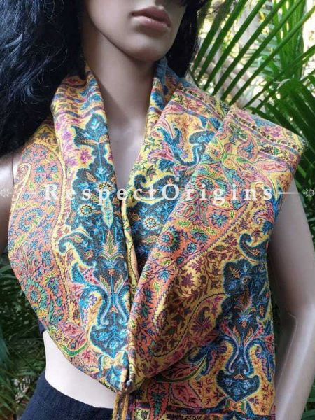 Buy Ananya Turmeric Yellow Kalamkari Kashmiri Designer Pashmina At RespectOriigns.com