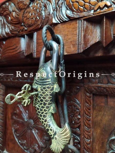 Buy Brass Handcrafted Vintage Finish Fish Lock & Key Set at u602075863_New_db