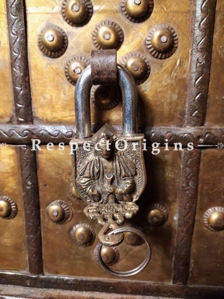 Buy Vintage Finish Brass Handcrafted Shiva Lock And Key Set at u602075863_New_db