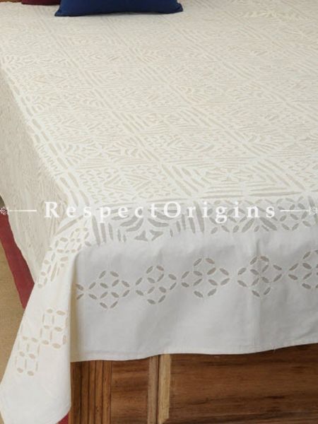 Buy Applique Work Double White bed cover; cotton, 90x108 in At com