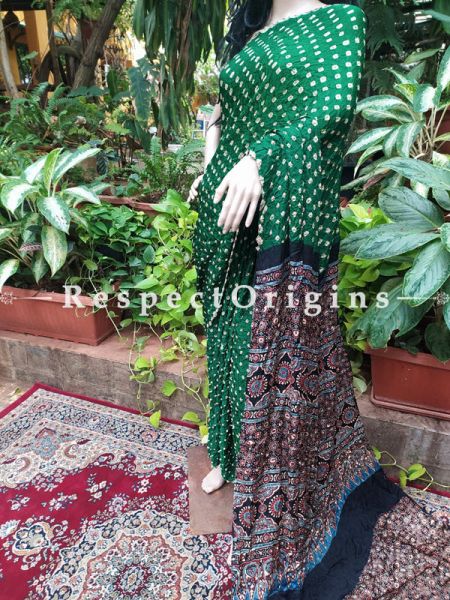 Bandhani Gajji Semi Silk Green Saree with Running Blouse; u602075863_New_db.com