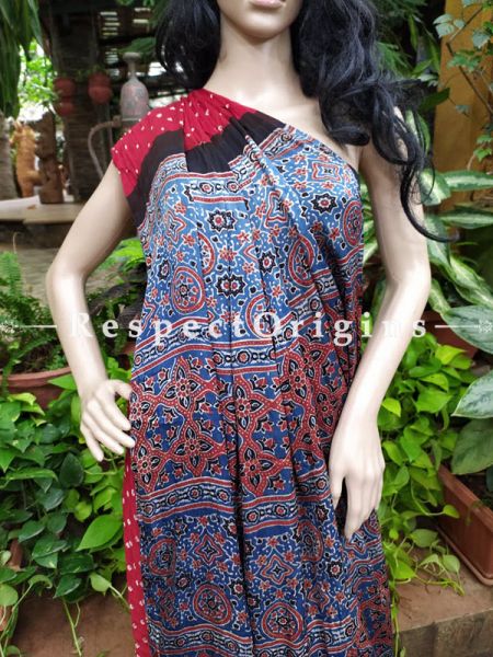 Bandhani Gajji Red & Blue Semi Silk Saree with Running Blouse ; u602075863_New_db.com