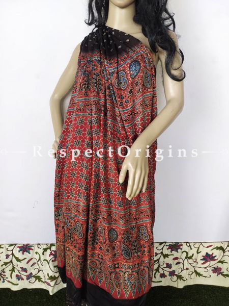 Bandhani Gajji Semi Silk Saree with Running Blouse in Black; com