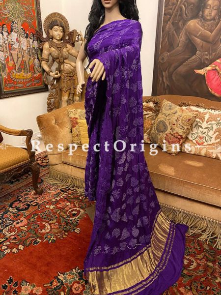 Magnificent Purple Handloom Bandhej Georgette Saree with Running Blouse; u602075863_New_db.com