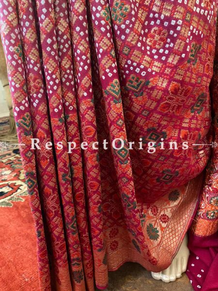 Elegrant Red Handloom Bandhej Georgette Saree with Running Blouse; u602075863_New_db.com