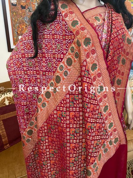 Elegrant Red Handloom Bandhej Georgette Saree with Running Blouse; u602075863_New_db.com