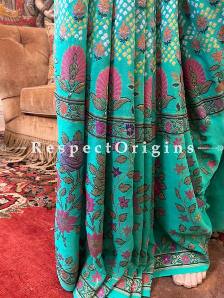 Beautiful Green Handloom Bandhej Tye and Dye Georgette Saree with Running Blouse; u602075863_New_db.com