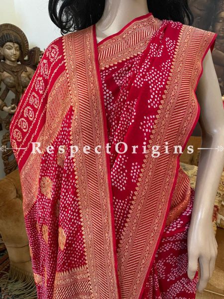 Classic Red Handloom Bandhej Tye and Dye Georgette Saree with Running Blouse; u602075863_New_db.com