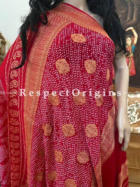 Classic Red Handloom Bandhej Tye and Dye Georgette Saree with Running Blouse; u602075863_New_db.com