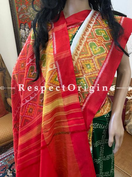 Stunning Green with Red Border Handloom Bandhej Tye and Dye Georgette Saree with Running Blouse; u602075863_New_db.com