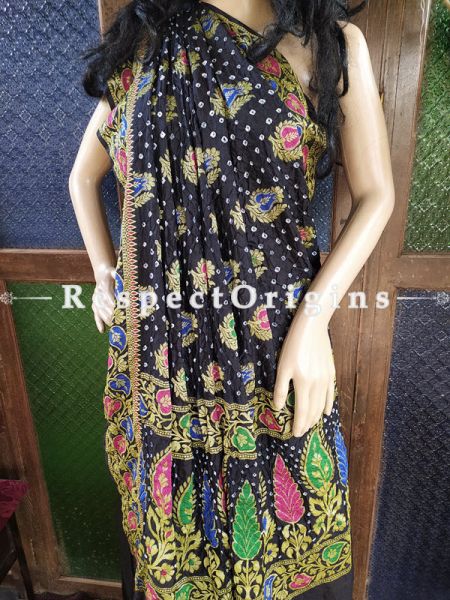  Magnificent Black Handloom Bandhej Gaji Silk Saree with Running Blouse; u602075863_New_db.com