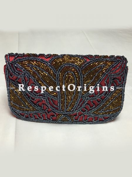 Buy Maroon Satin Clutch; Beadwork at u602075863_New_db.com