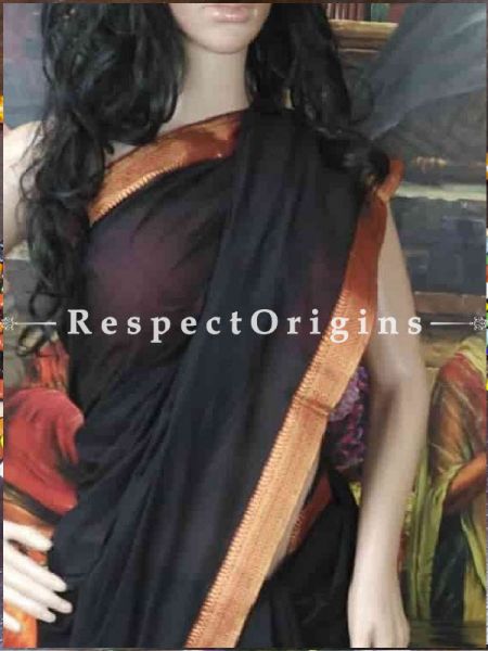 Buy Black Maheshwari Cotton Sarees; u602075863_New_db.com