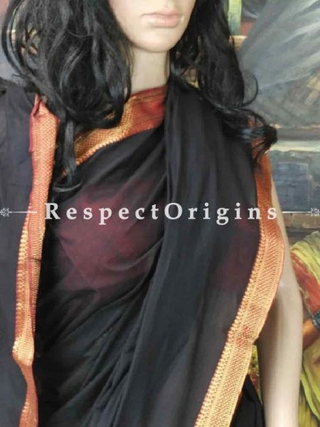 Buy Black Maheshwari Cotton Sarees; u602075863_New_db.com