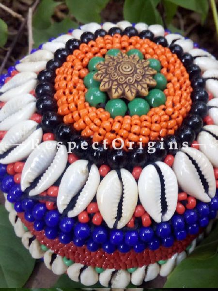 Blue orange and red Ladakhi Beaded Container u602075863_New_db.com