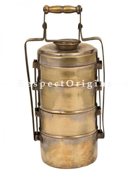 Buy Brass Collectible Picnic or Vintage Tiffin Carrier; 4 boxes & a detachable holder. At u602075863_New_db.com