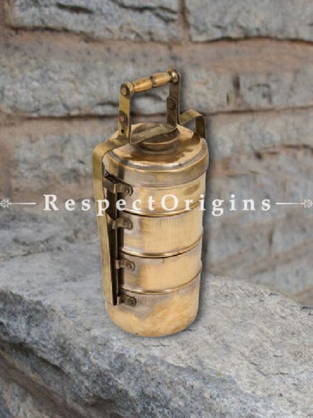 Buy Brass Collectible Picnic or Vintage Tiffin Carrier; 4 boxes & a detachable holder. At u602075863_New_db.com