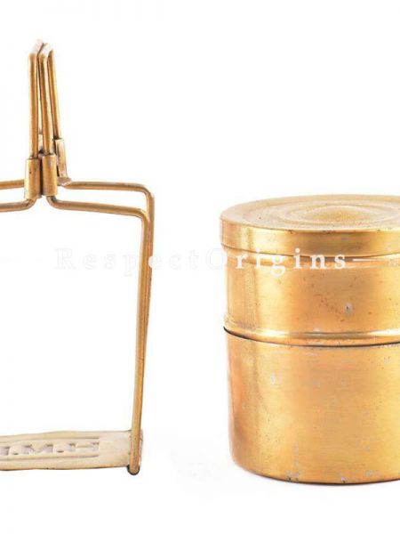 Buy Brass Picnic or Tiffin Carrier with 2 Boxes and detachable Handle At u602075863_New_db.com