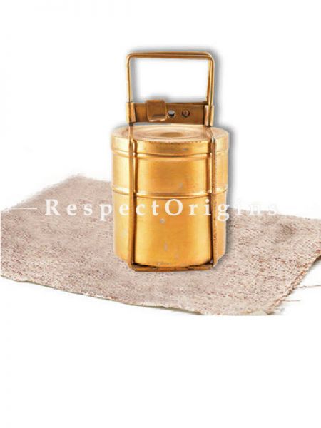 Buy Brass Picnic or Tiffin Carrier with 2 Boxes and detachable Handle At u602075863_New_db.com