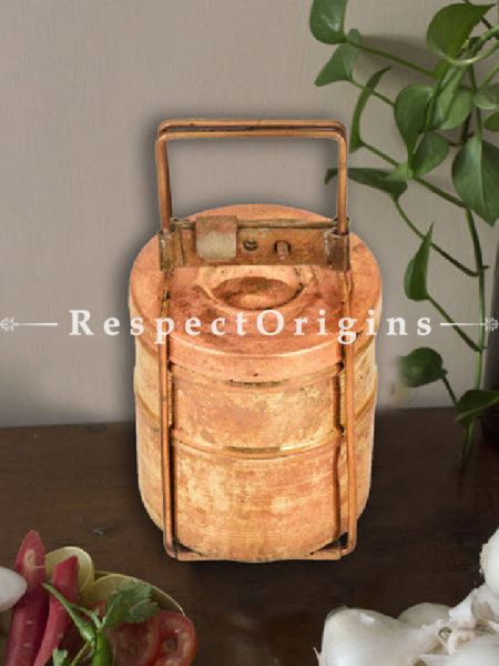 Buy Brass Picnic or Tiffin Carrier with 2 boxes With detachable holder At u602075863_New_db.com