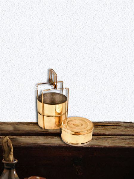 Buy Adorable Antique Brass Picnic or Tiffin Carrier; 3 boxes & a detachable holder and lock At u602075863_New_db.com
