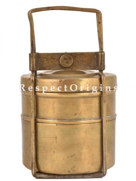 Buy Brass Picnic or Tiffin Carrier with 2 boxes With detachable holder At u602075863_New_db.com