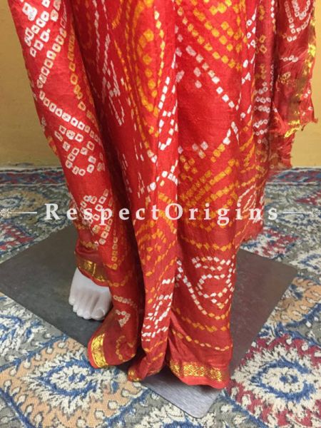 Buy Bandhani orange Silk Saree; com