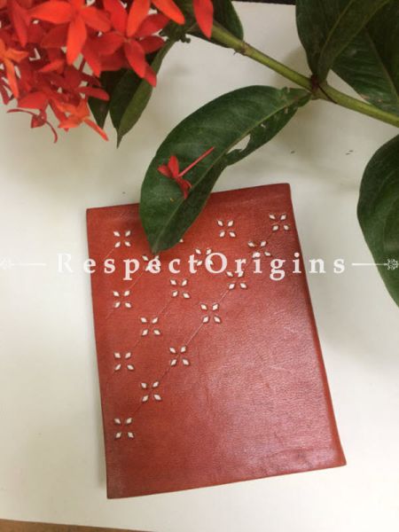 Buy Brown Rajasthani Floral Hand Punched Leather Diary At u602075863_New_db.com