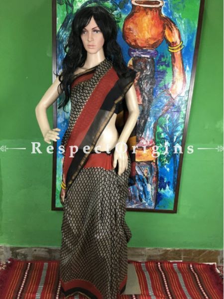Buy Chanderi Black & Red Cotton Sarees Online; u602075863_New_db.com