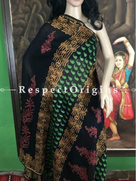 Buy Chanderi Sarees, Handcrafted, Chanderi Black Cotton Silk Sarees; com