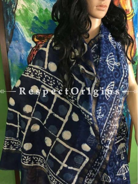 Buy Chanderi Sarees, Handcrafted, Chanderi indigo Blue Cotton Sarees; u602075863_New_db.com