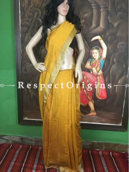Chanderi Sarees, Handcrafted, Chanderi Yellow Cotton Silk Sarees; com