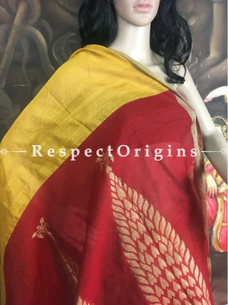Chanderi Sarees, Handcrafted, Chanderi Yellow Cotton Silk Sarees; com