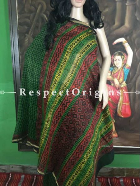 Buy Chanderi Sarees, Handcrafted, Green & Maroon Cotton  Silk Sarees; com