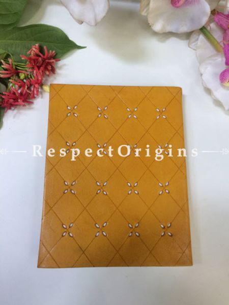 Buy Yellow Hand Punched Floral Rajasthani Leather Diary At u602075863_New_db.com