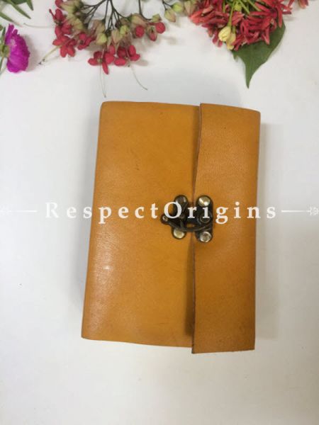 Buy Yellow Rajasthani Leather Diary with Lock At u602075863_New_db.com