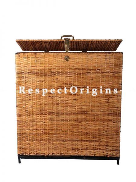 Buy Ecofriendly handwoven Rattan Cane Storage or Laundry Basket with a Lid cover 21x10x21 inches.|u602075863_New_db