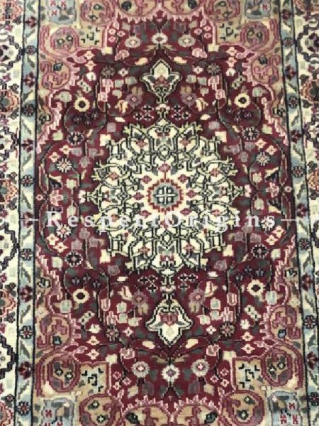 Fiza Series; Rich and Colourful Hand-knotted Wollen Persian-Style Carpet Area Rug; 5 X 3 Feet. Com