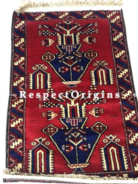 Shayarana Series; Rich and Colourful Hand-knotted Wollen Tribal Carpet Area Rug; 5 X 3 Feet. Com.