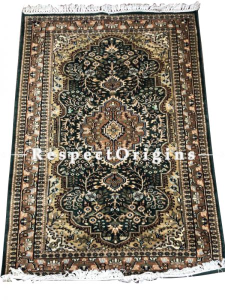 Shayarana Series; Rich and Colourful Hand-knotted Wollen Oriental Carpet Area Rug; 5 X 3 Feet. Com