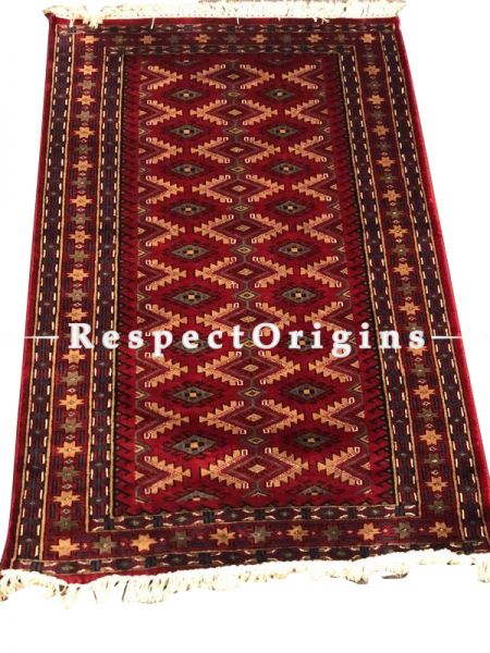 Shayarana Series; Rich and Colourful Hand-knotted Wollen Tribal Carpet Area Rug; 5 X 3 Feet. Com.