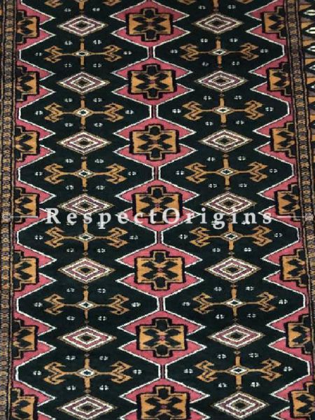Shayarana Series; Rich and Colourful Hand-knotted Wollen Tribal Carpet Area Rug; 5 X 3 Feet. Com.
