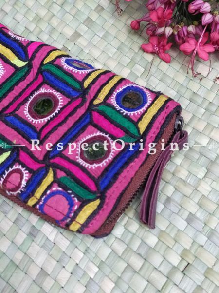 Interesting Passport Holder Zipper Pouch Handcrafted with Tribal Mirrorwork; 8 X 4 Inches; u602075863_New_db.com