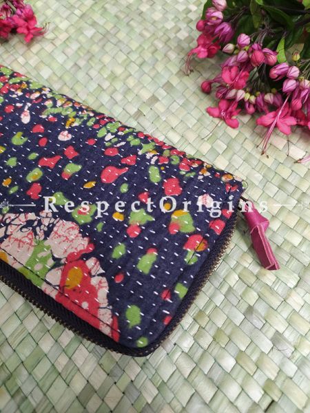 Cute Passport Holder Zipper Pouch Handcrafted with Tribal Mirrorwork; 8 X 4 Inches; u602075863_New_db.com