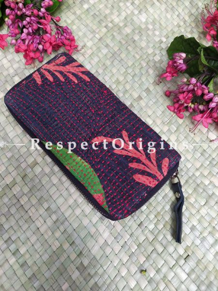 Lovely Passport Holder Zipper Pouch Handcrafted with Tribal Mirrorwork; 8 X 4 Inches; u602075863_New_db.com