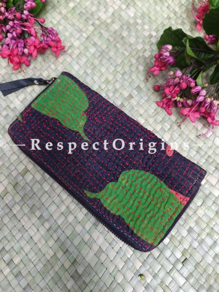 Lovely Passport Holder Zipper Pouch Handcrafted with Tribal Mirrorwork; 8 X 4 Inches; u602075863_New_db.com
