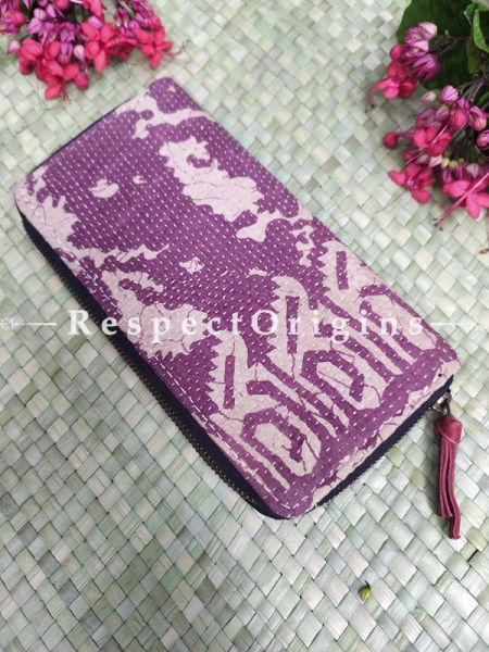 Pretty Passport Holder Zipper Pouch Handcrafted with Tribal Mirrorwork; 8 X 4 Inches; u602075863_New_db.com