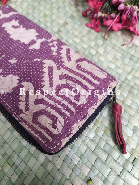 Pretty Passport Holder Zipper Pouch Handcrafted with Tribal Mirrorwork; 8 X 4 Inches; u602075863_New_db.com