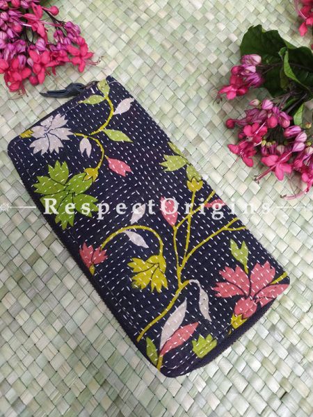 Attractive Passport Holder Zipper Pouch Handcrafted with Tribal Mirrorwork; 8 X 4 Inches; u602075863_New_db.com