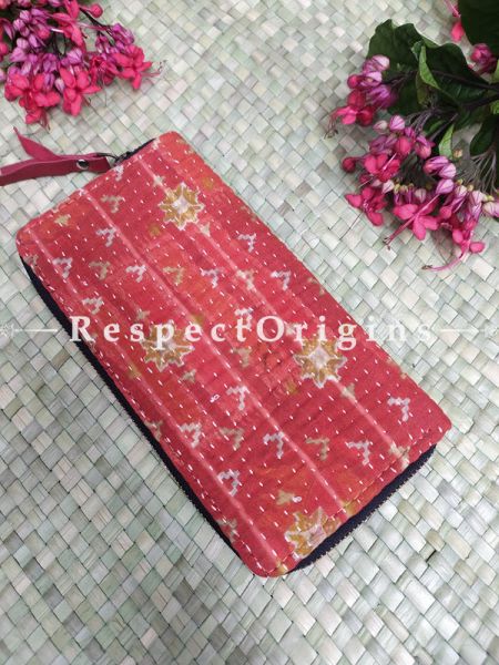 Stylish Passport Holder Zipper Pouch Handcrafted with Tribal Mirrorwork; 8 X 4 Inches; u602075863_New_db.com